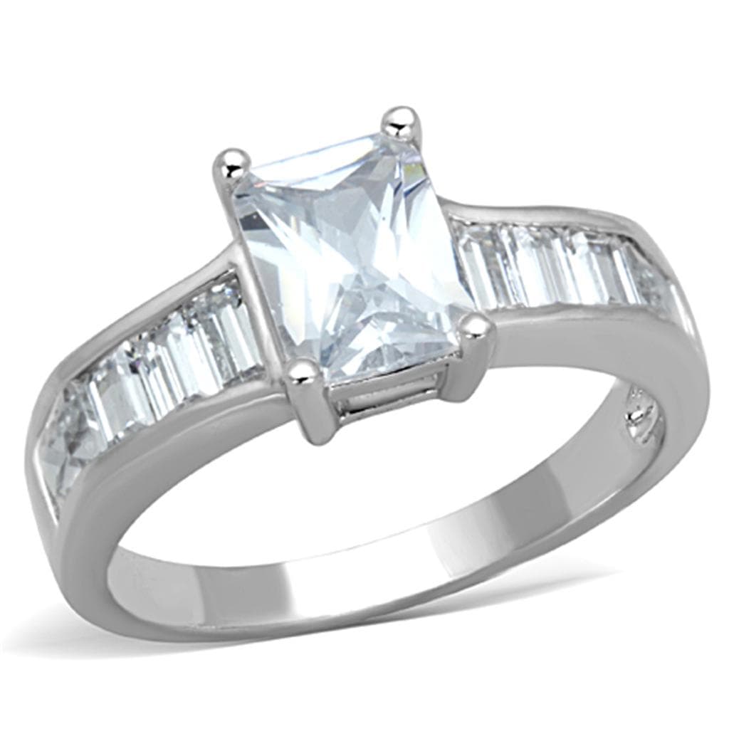 Brass CZ Princess Baguette Channel Ring