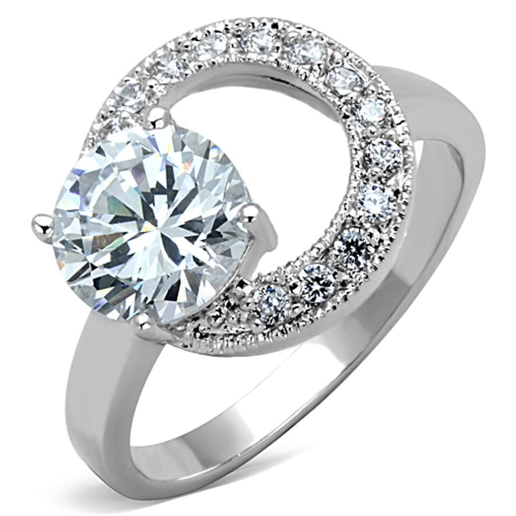 Brass CZ Round Solitaire Circle Halo Ring