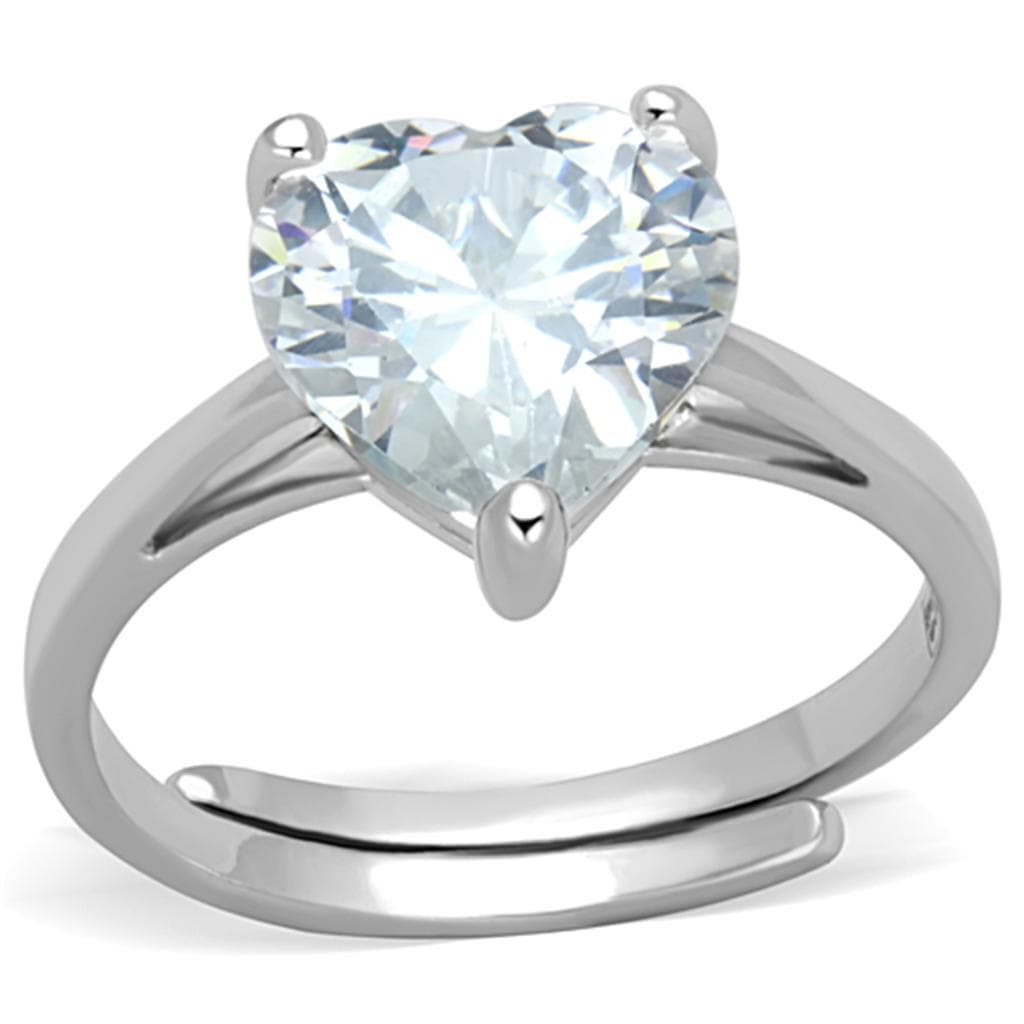 Brass CZ Heart Solitaire Cathedral Ring