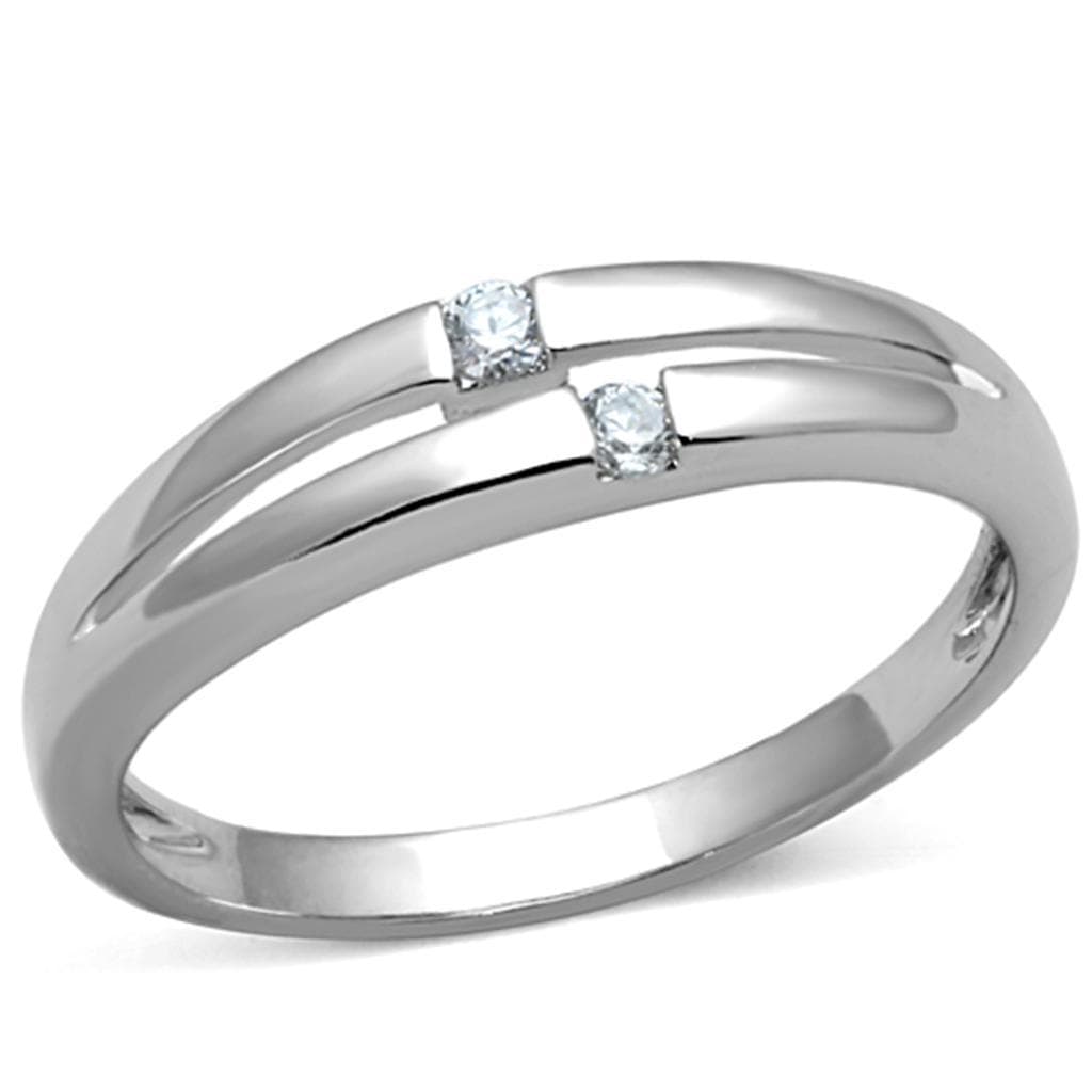 Brass CZ Princess Bezel Minimalist Band Ring
