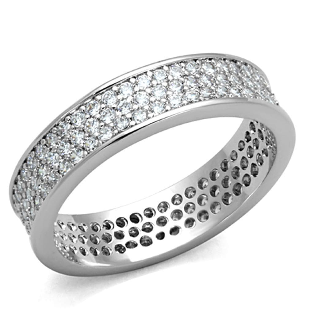 Brass CZ Pave Multi-Row Eternity Wide Band Ring