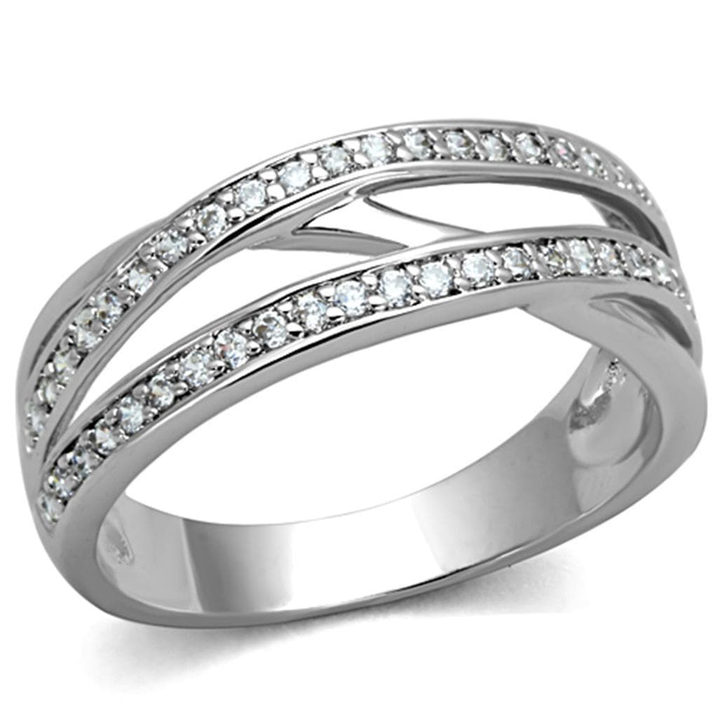Brass CZ Pave Double Crossover X Band Ring