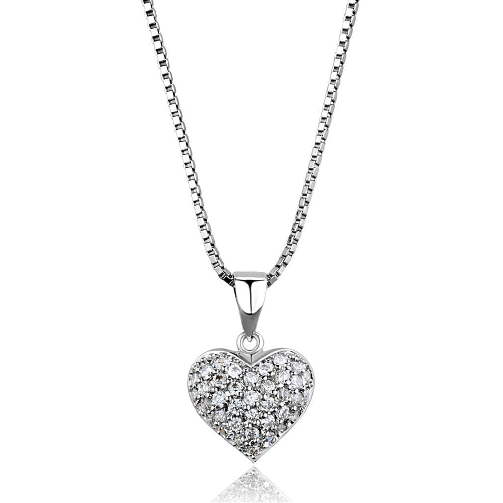 Brass CZ Pave Heart Pendant
