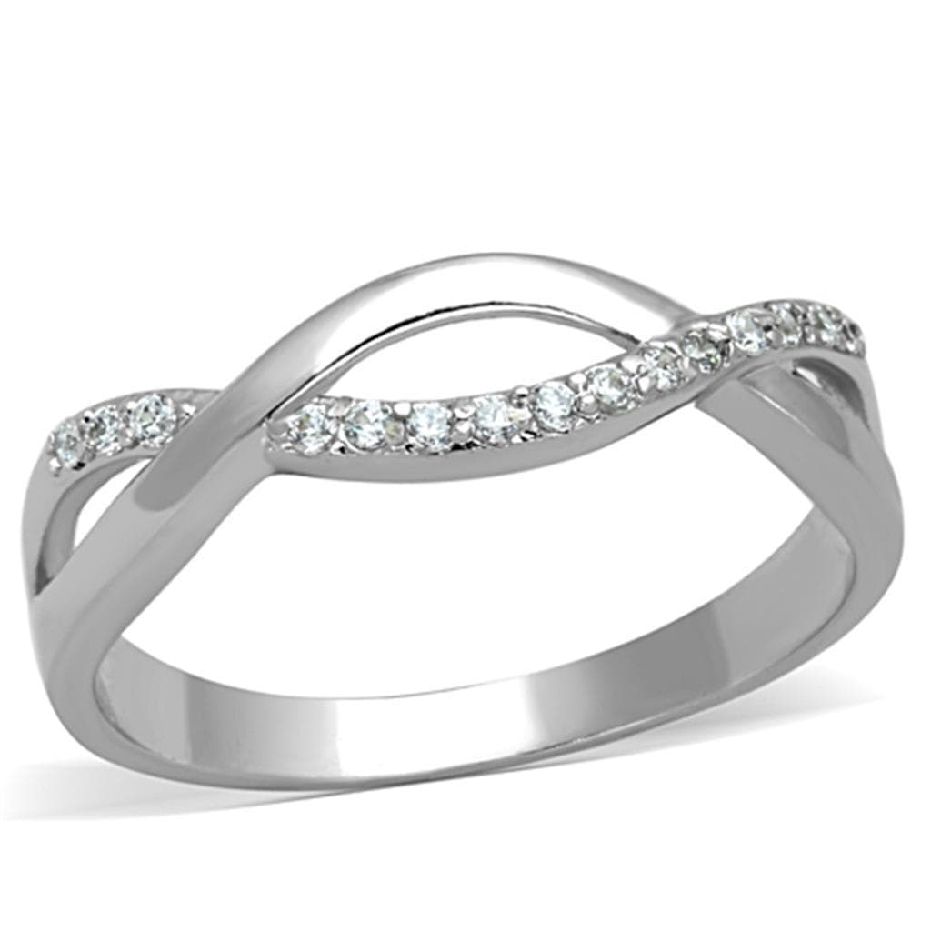 Brass CZ Pave Infinity Twist Band Ring