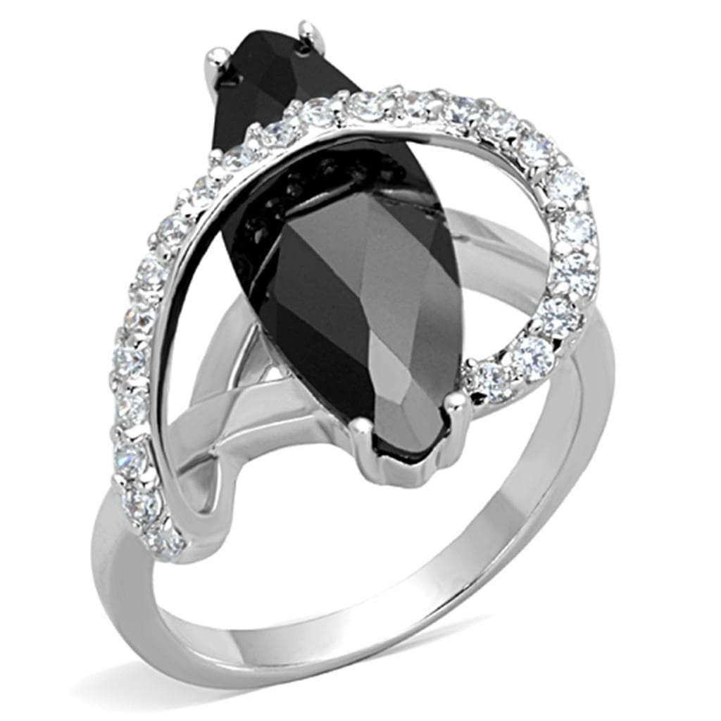 Brass Black CZ Marquise Pave Teardrop Halo Ring