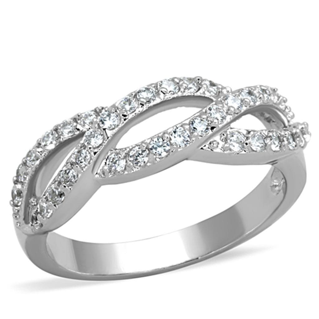 Brass CZ Pave Twisted Infinity Crossover Ring 3W809