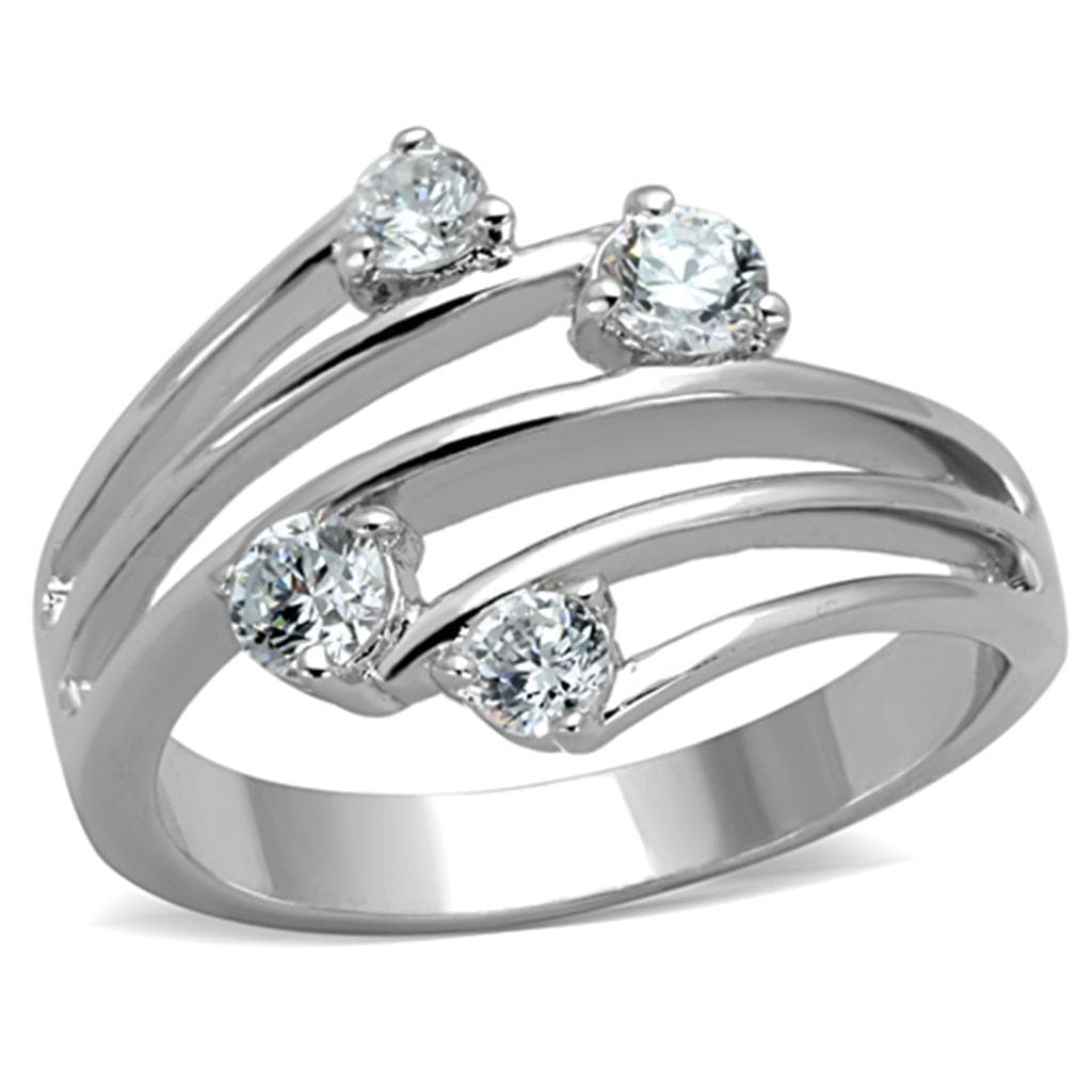 Brass CZ Round Triple Scattered Open Bypass Ring