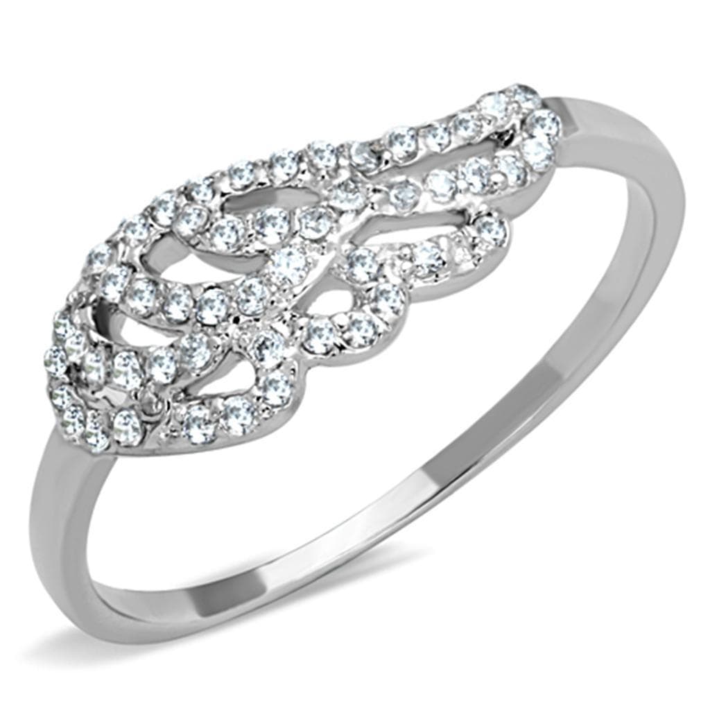 Brass CZ Pave Leaf Wing Open Cutout Ring