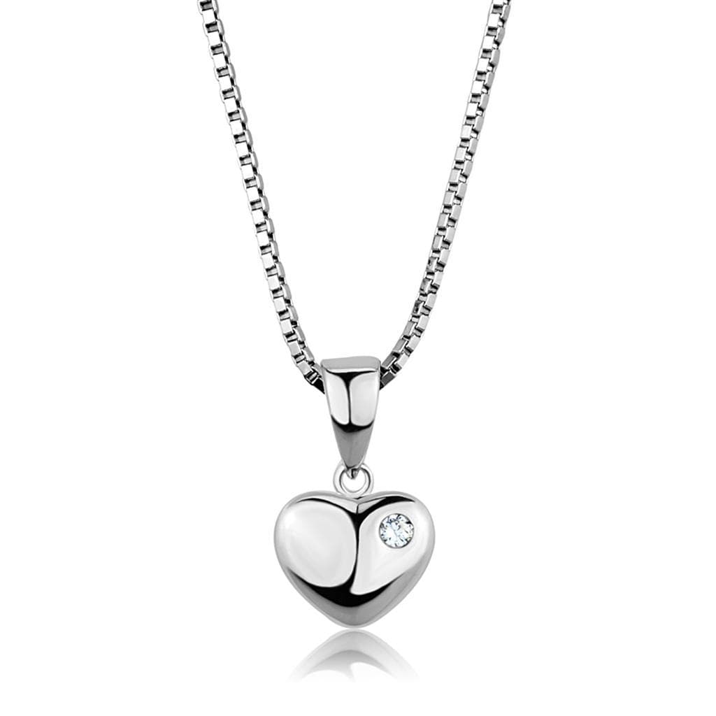 Brass CZ Heart Bezel Pendant Chain Pendant