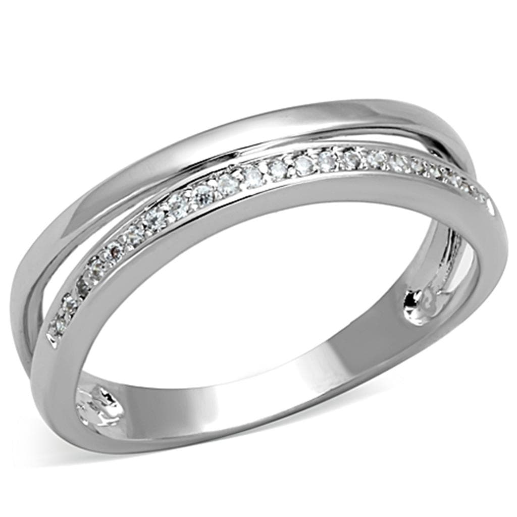 Brass CZ Pave Double Row Split Band Ring