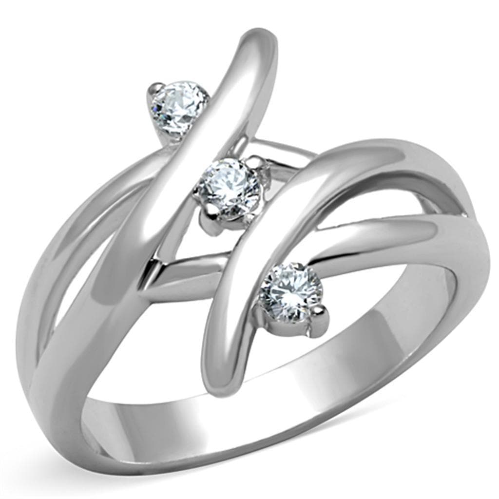Brass CZ Round Double Scattered Open Bypass Ring