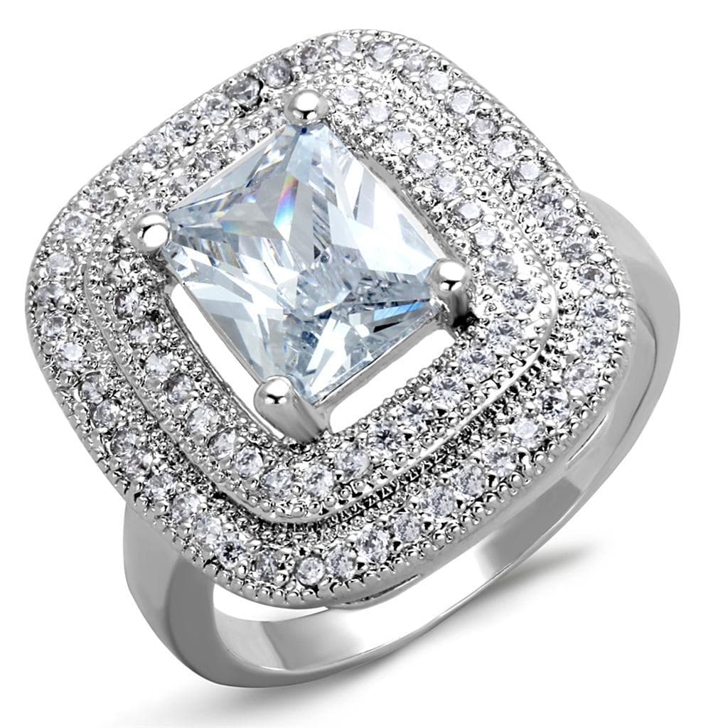 Brass CZ Princess Double Halo Cocktail Ring
