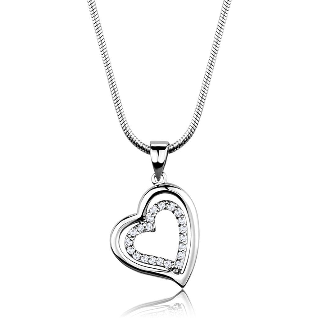 Brass CZ Pave Open Heart Pendant