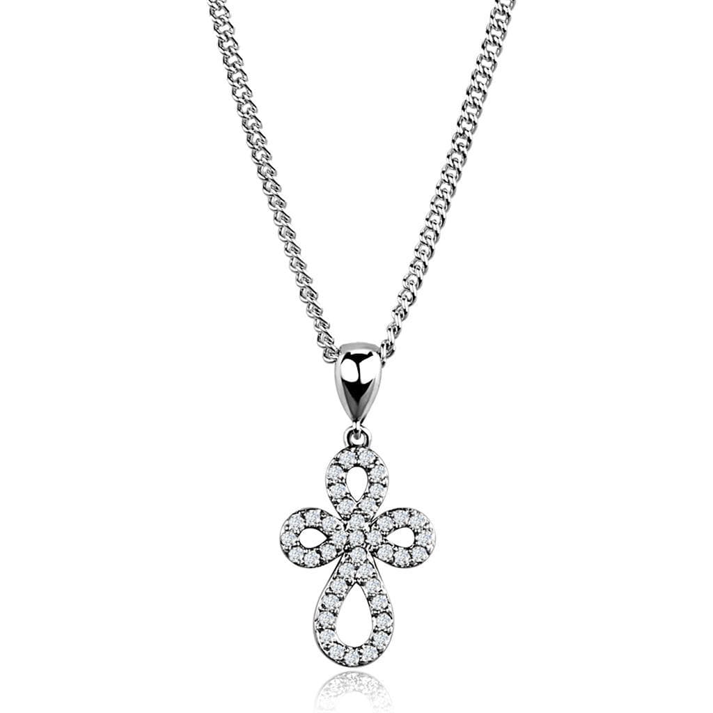 Brass CZ Pave Fleur-de-Lis Drop Pendant