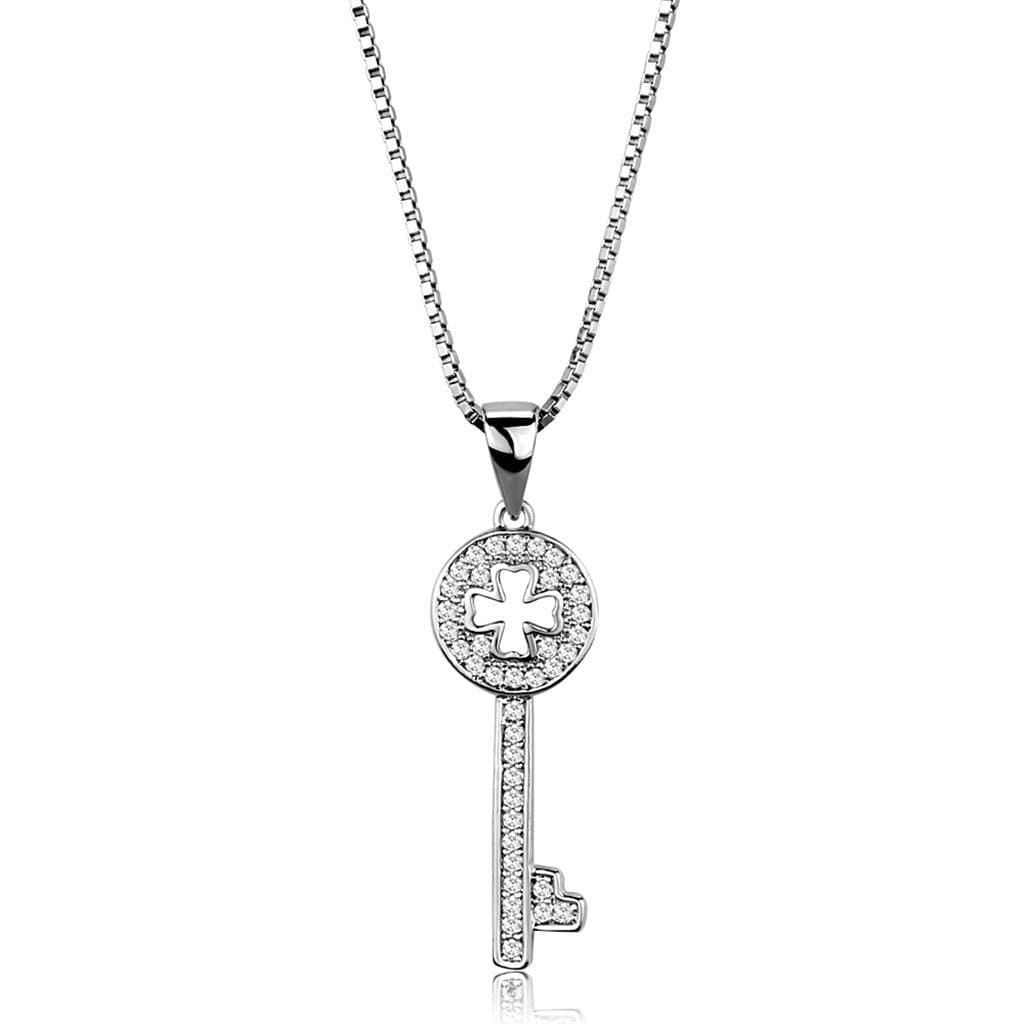 Brass CZ Key Cross Pendant