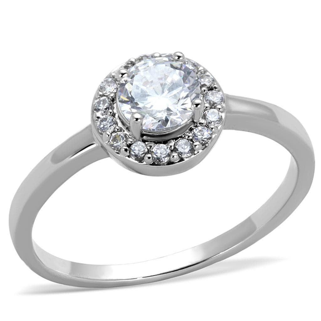 Brass CZ Round Halo Solitaire Ring