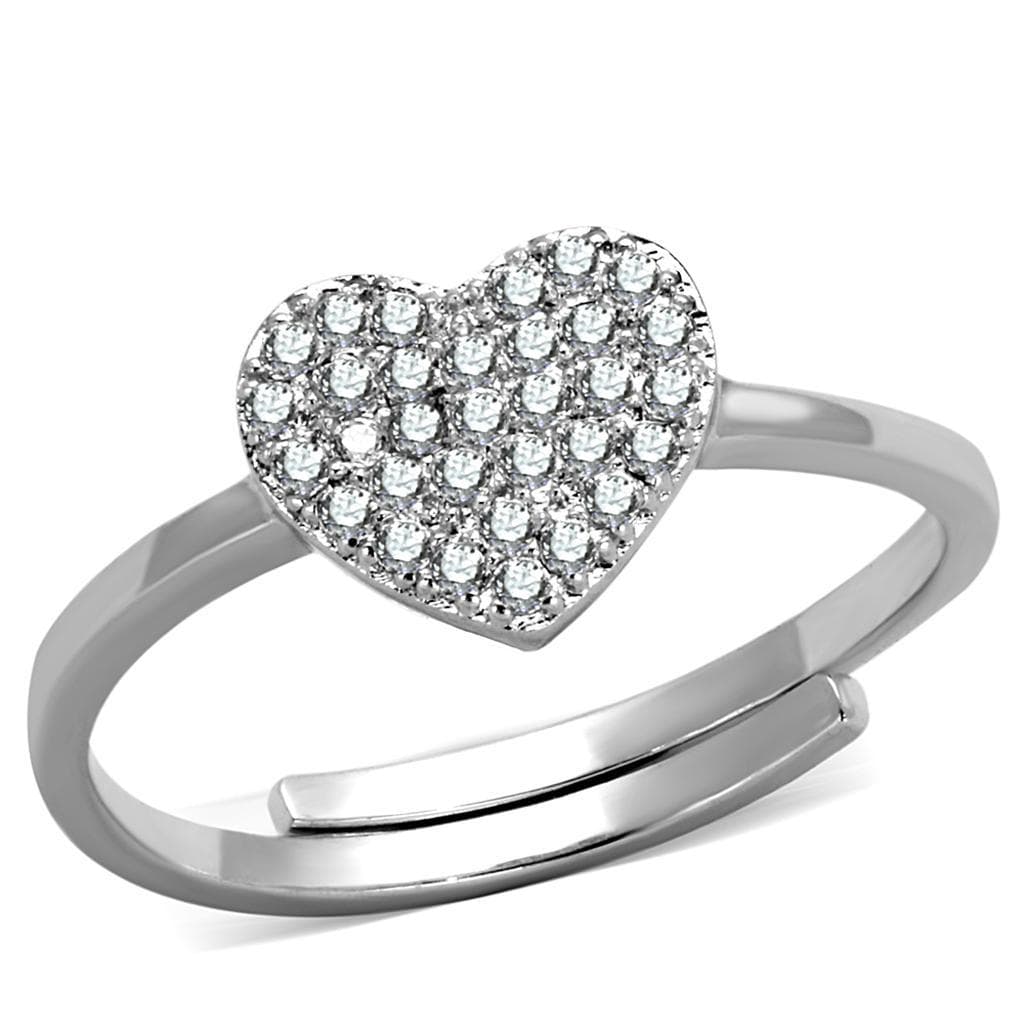 Brass CZ Pave Flat Heart Ring