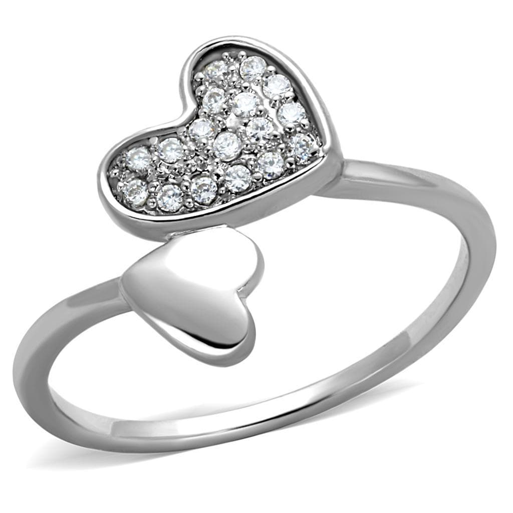 Brass CZ Pave Heart Flat Cocktail Ring