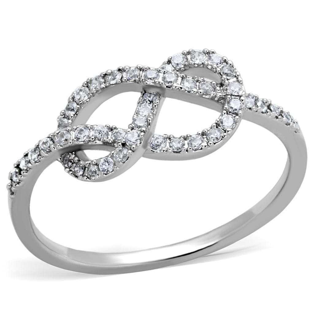Brass CZ Pave Infinity Loop Open Ring 3W876