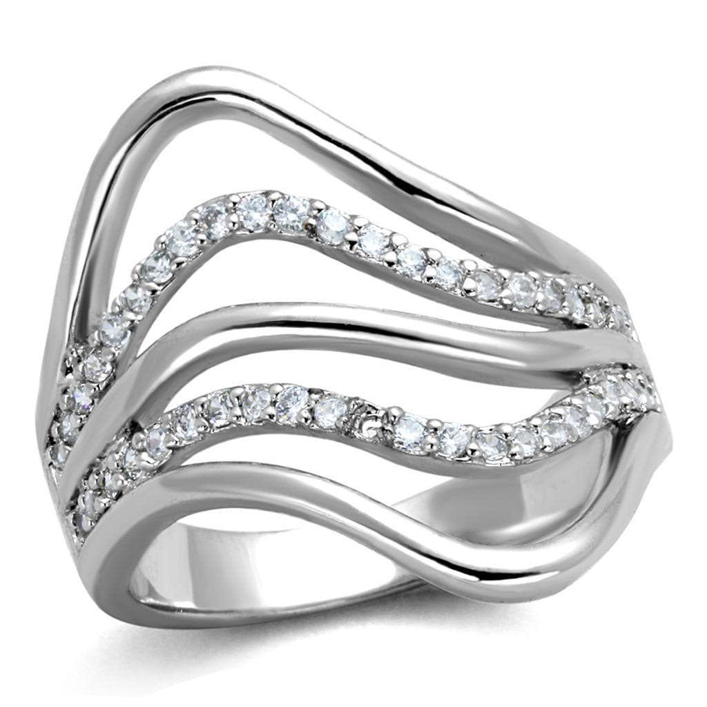 Brass Polished Double Wave Open Bypass Ring
