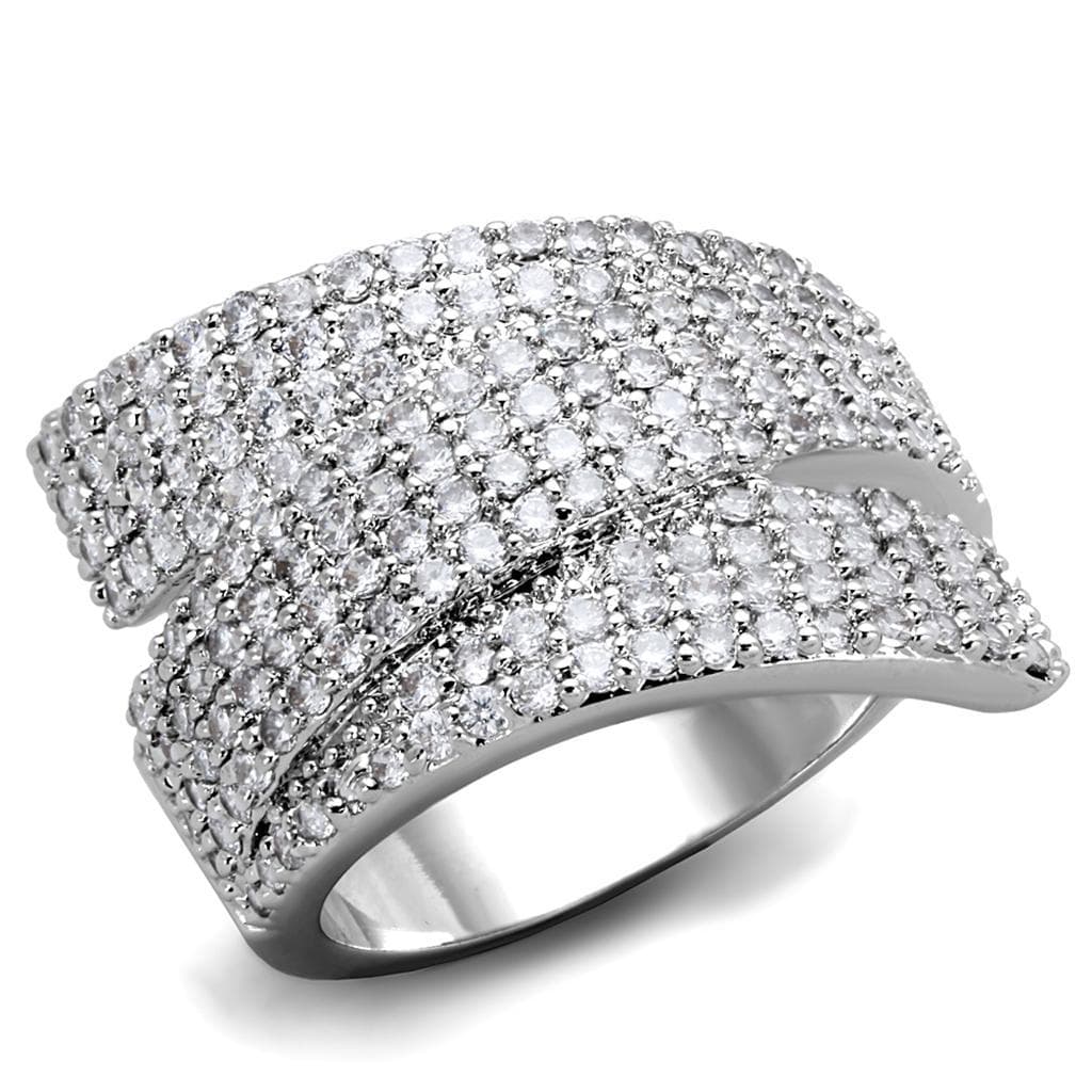 Brass CZ Pave Concave Wide Dome Band Ring