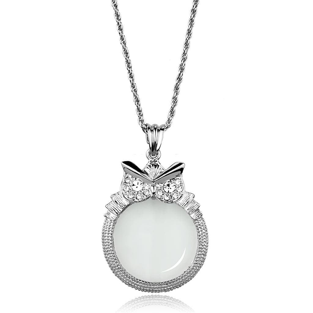 Brass Bow CZ Magnifier Pendant