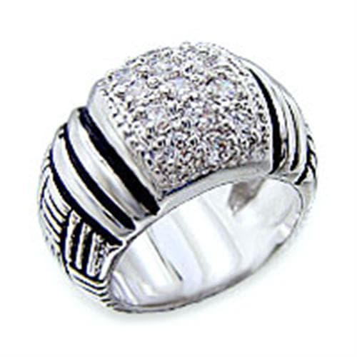 Brass CZ Pave Onyx Stripe Wide Dome Ring