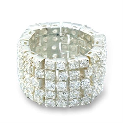 Sterling Silver CZ Round Multi-Row Eternity Wide Ring