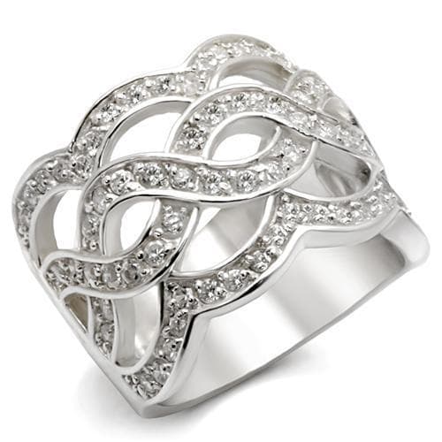 Sterling Silver CZ Pave Celtic Knot Crossover Wide Ring