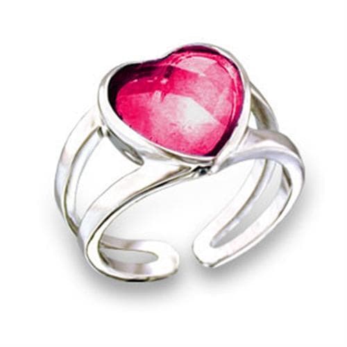 Brass Pink CZ Heart Bypass Open Ring
