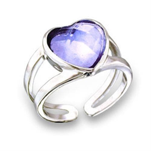 Brass Tanzanite CZ Heart Bypass Open Ring