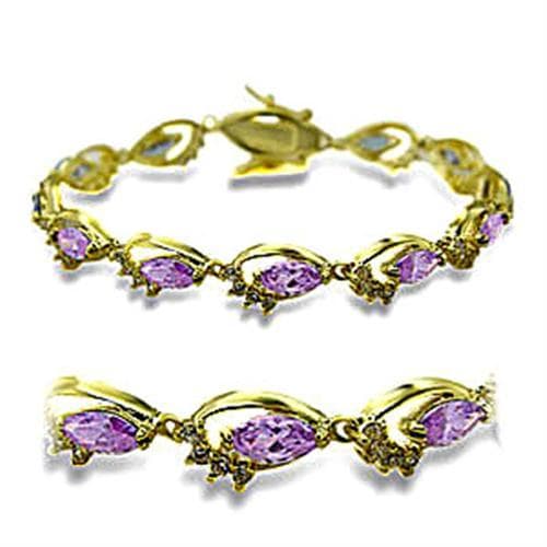 Brass Gold Pink CZ Marquise Vine Bracelet