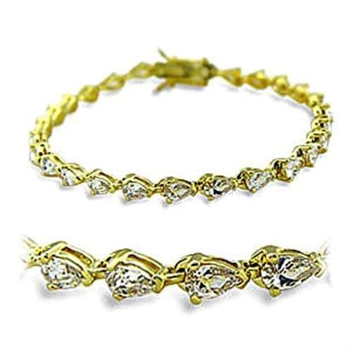 Brass Gold CZ Heart Marquise Vine Bracelet