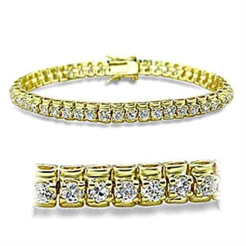 Brass Gold CZ Round Single Row Tennis Bracelet