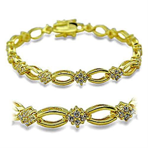 Brass Gold CZ Flower Cluster X-Link Bracelet