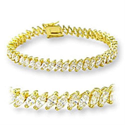 Brass Gold CZ Marquise Leaf Tennis Bracelet