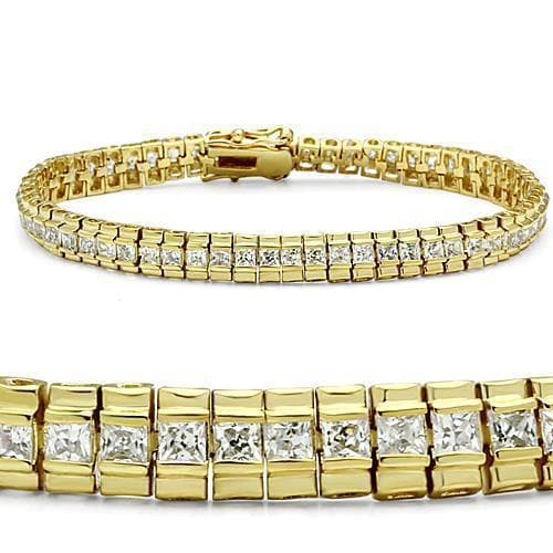 Brass Gold CZ Princess Channel Tennis Bracelet