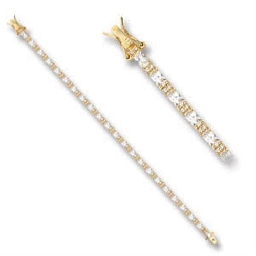 Brass Gold CZ Round Graduated Lariat Bracelet