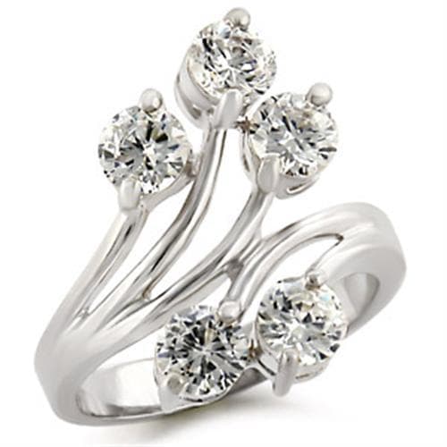 Sterling Silver CZ Round Triple Stone Bypass Ring