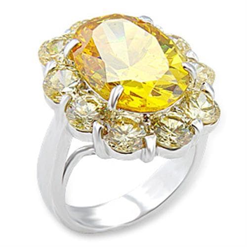 Brass Yellow CZ Round Flower Halo Cocktail Ring