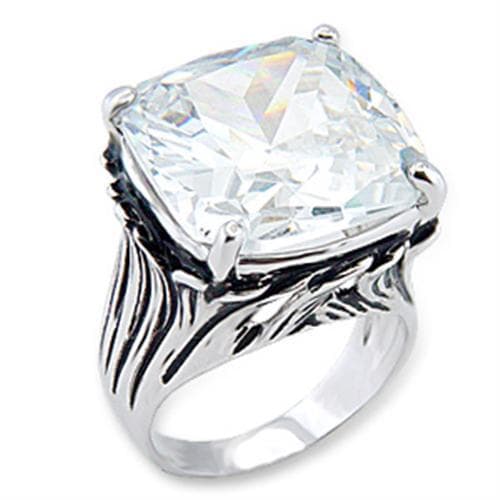 Brass CZ Cushion Cut Carved Band Cocktail Ring