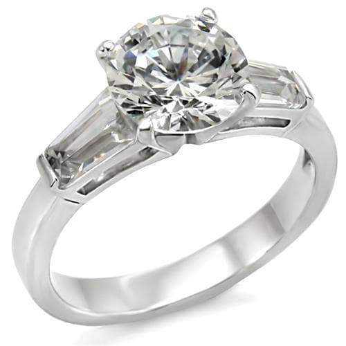 Sterling Silver CZ Round Cathedral Solitaire Ring