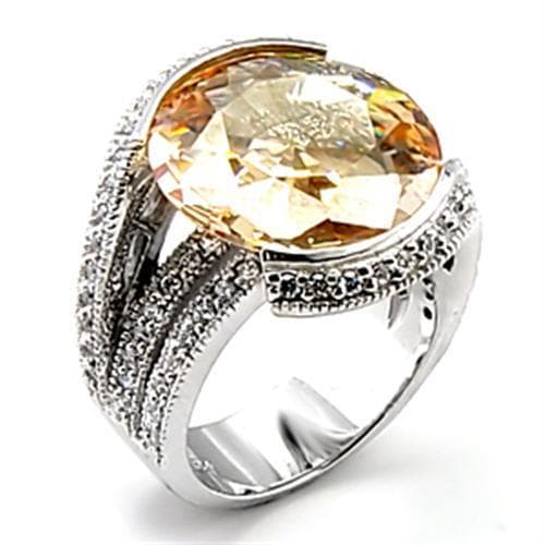 Brass Champagne CZ Oval Pave Halo Cocktail Ring