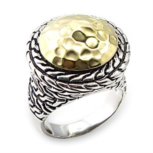 Brass Gold Hammered Round Braided Rope Dome Ring