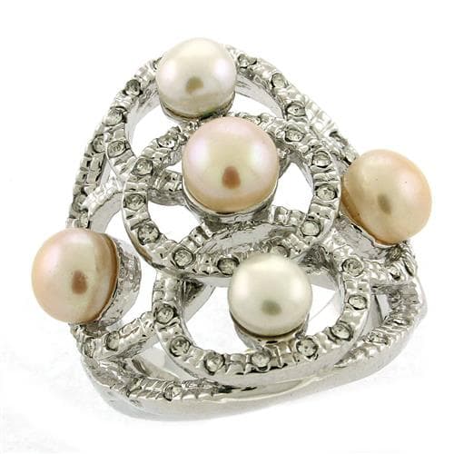 Brass Pearl CZ Triangle Open Cocktail Ring