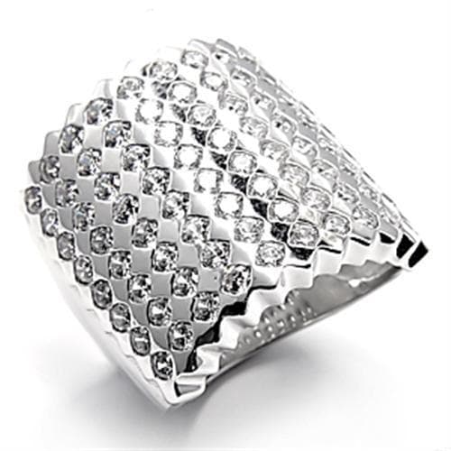Brass CZ Princess Cut Checkerboard Wide Dome Ring