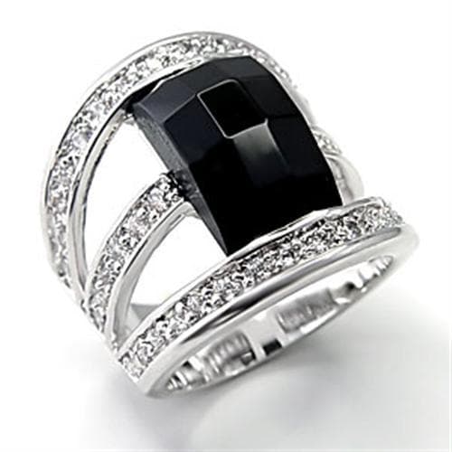 Brass Black Onyx Emerald Cut Pave Cocktail Ring