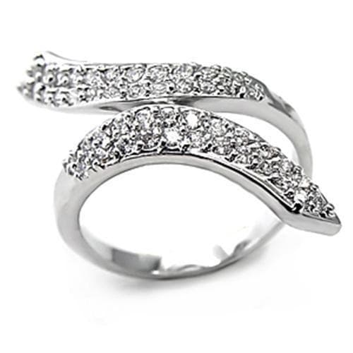 Brass CZ Pave Swirl Bypass Cocktail Ring
