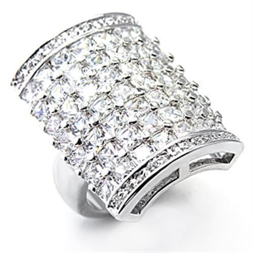 Brass CZ Round Pave Concave Wide Band Ring
