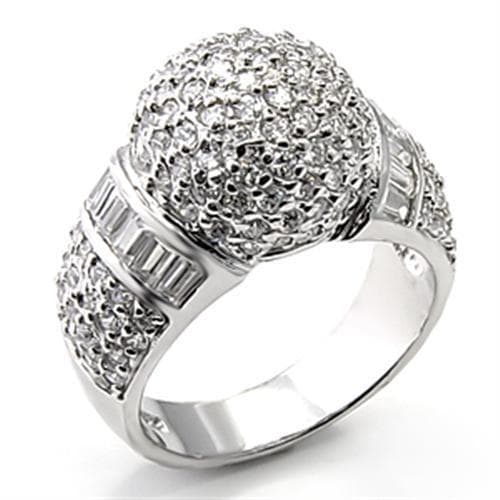 Sterling Silver CZ Pave Baguette Dome Cocktail Ring